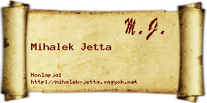 Mihalek Jetta névjegykártya